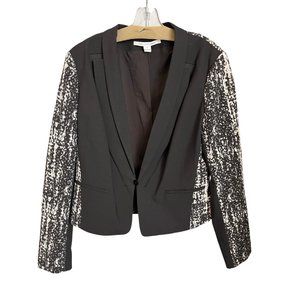 "Diane Von Furstenberg" Black and White Cropped Tuxido  Blazer, Size 12